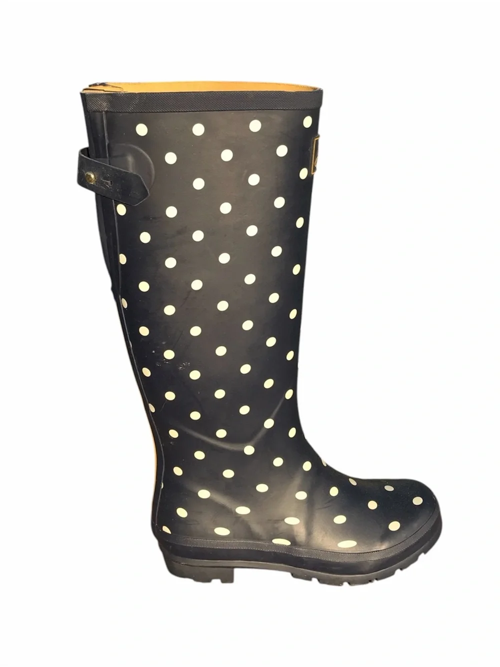 Joules Tall Welly Print Rain Boots French Navy Spot Polka Dot Women's Size 8
